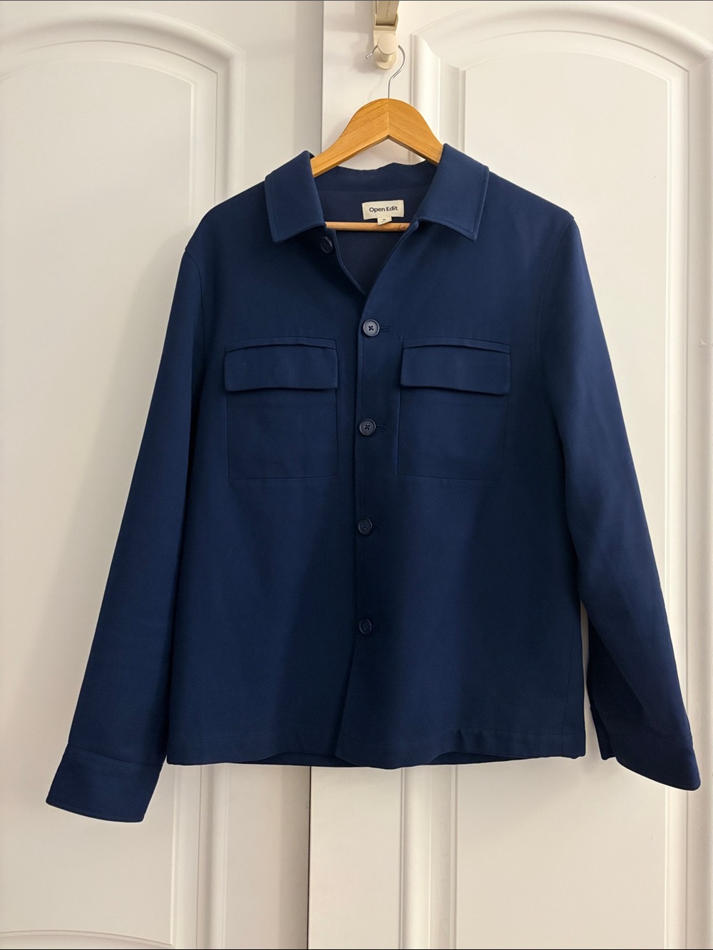 Open Edit Men's Navy Button-Up Jacket